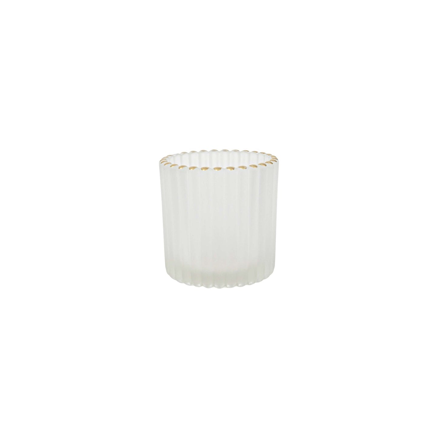 TEALIGHT HOLDER RIBBED GOLD EDGE