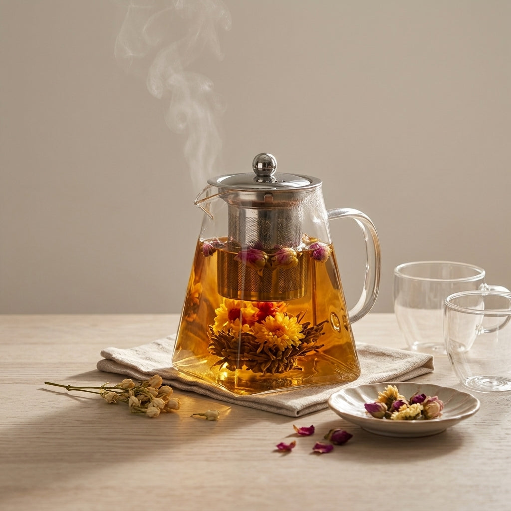 TEAPOT WITH STEEL FILTER AND HANDLE