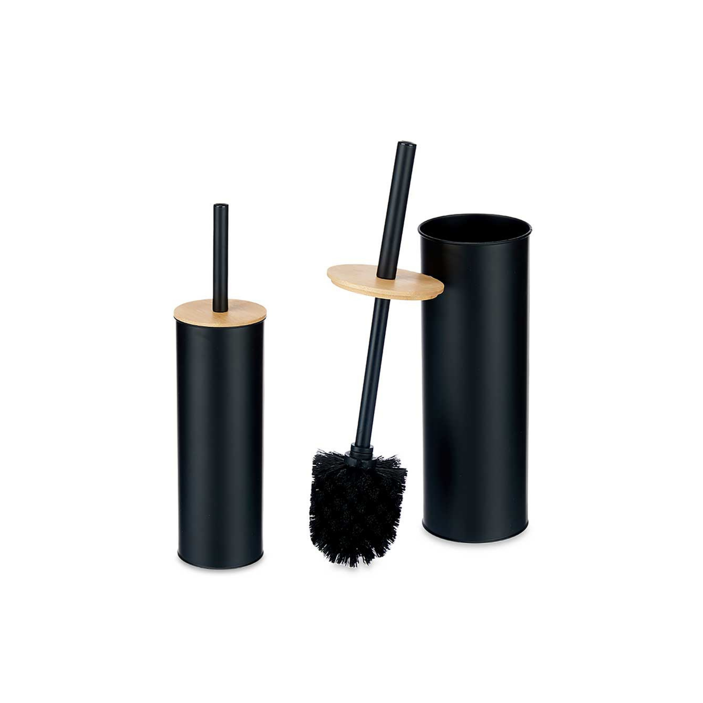 TOILET BRUSH METAL WITH BAMBOO LID