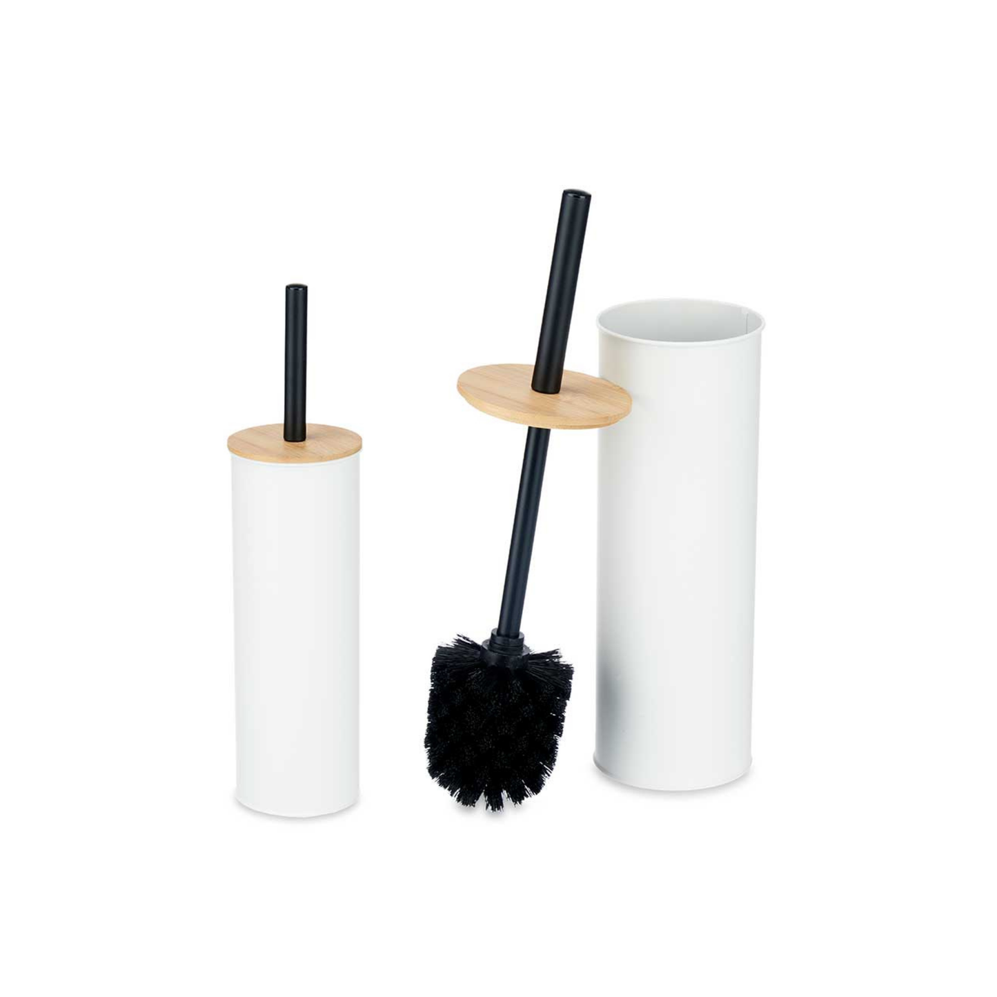 TOILET BRUSH METAL WITH BAMBOO LID