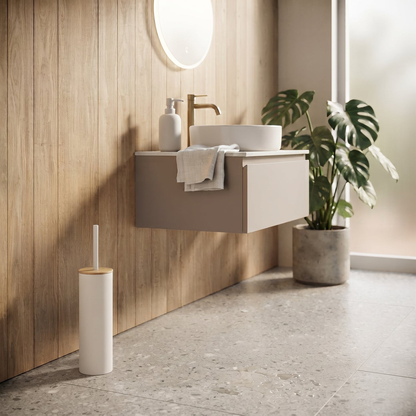 TOILET BRUSH METAL WITH BAMBOO LID