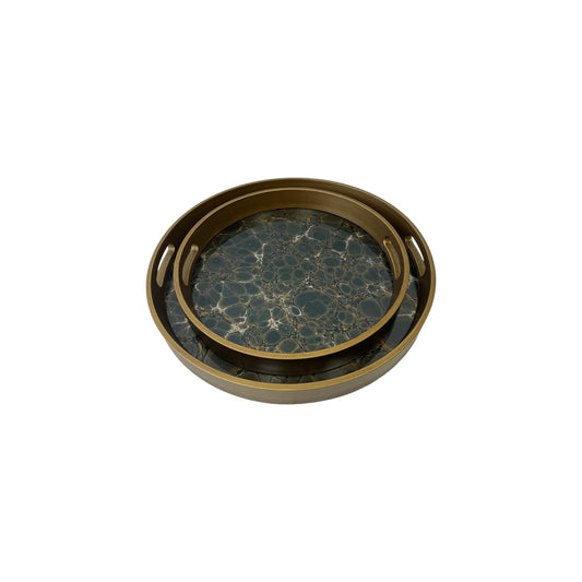 TRAY MALACHITE ROUND