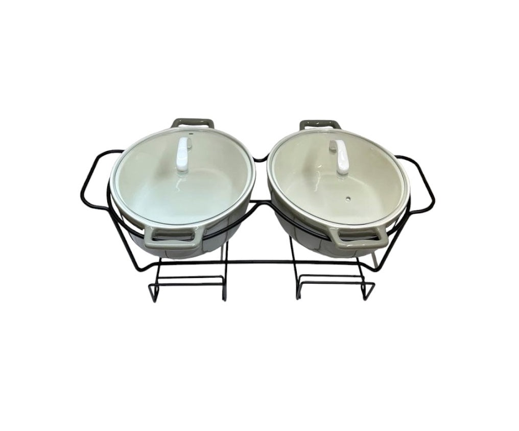 TWINS OVAL CASSEROLE WARM GREY