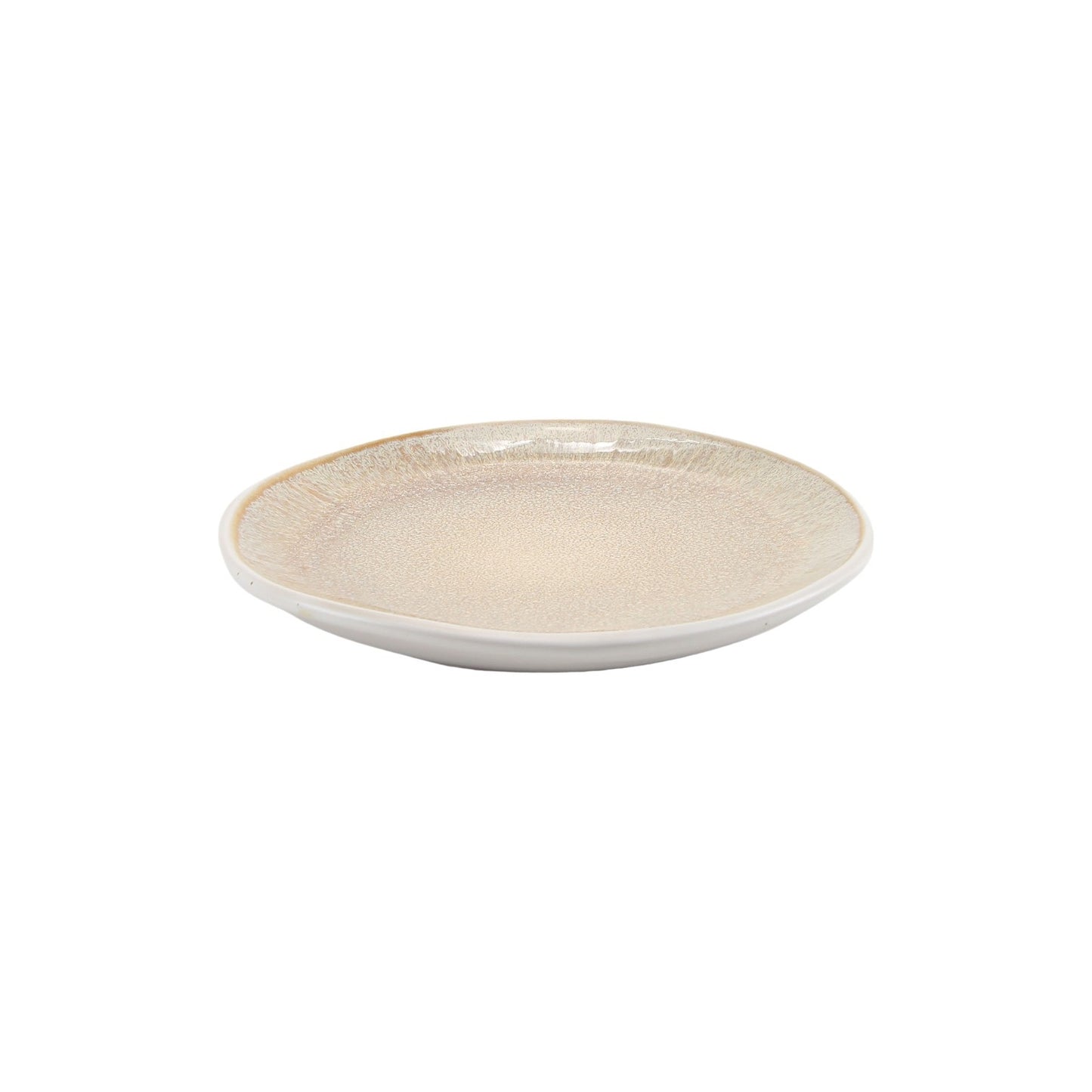 TZIA PLATE REACTIVE GLAZE WHITE AND BEIGE