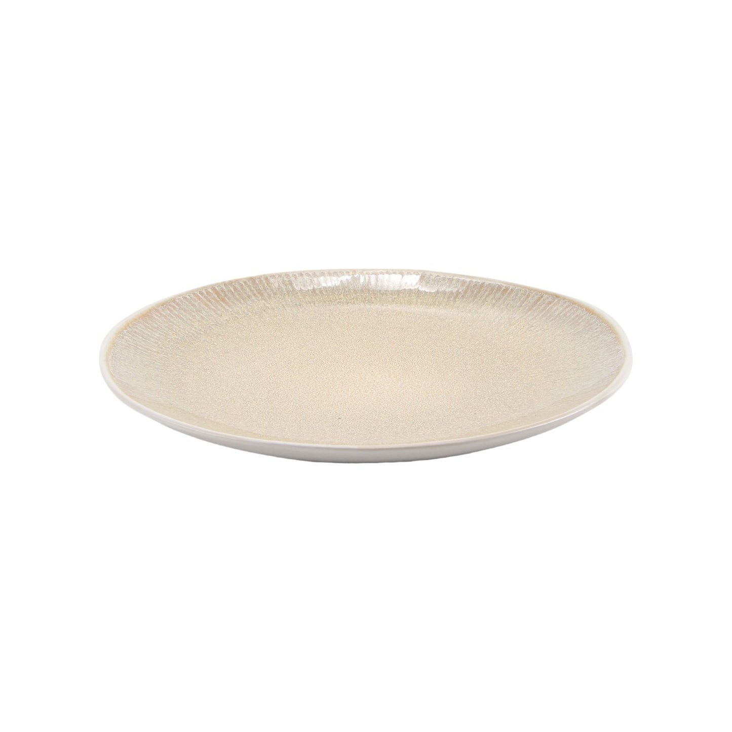 TZIA PLATE REACTIVE GLAZE WHITE AND BEIGE