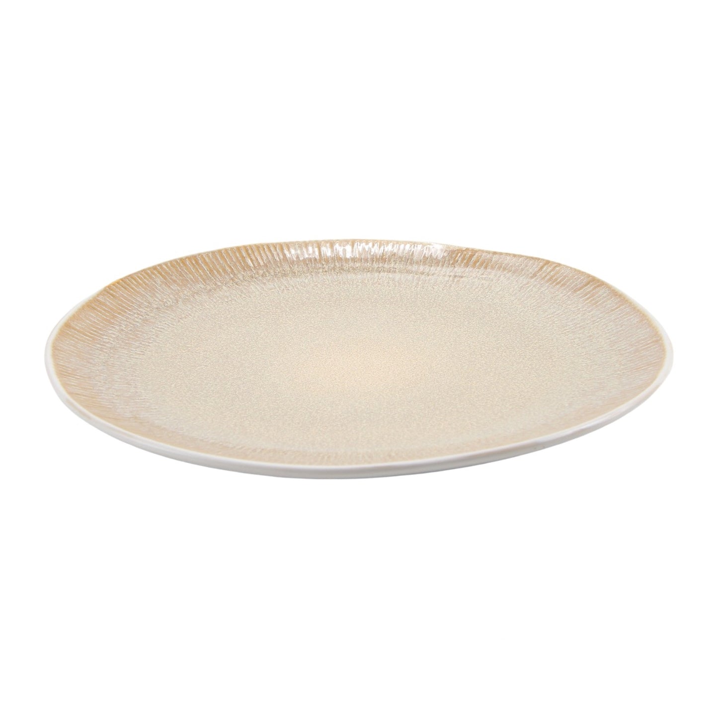 TZIA PLATE REACTIVE GLAZE WHITE AND BEIGE