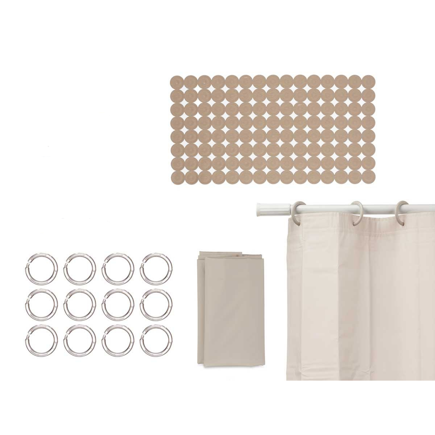 S2 BATHROOM CURTAIN PEVA AND SHOWER MAT