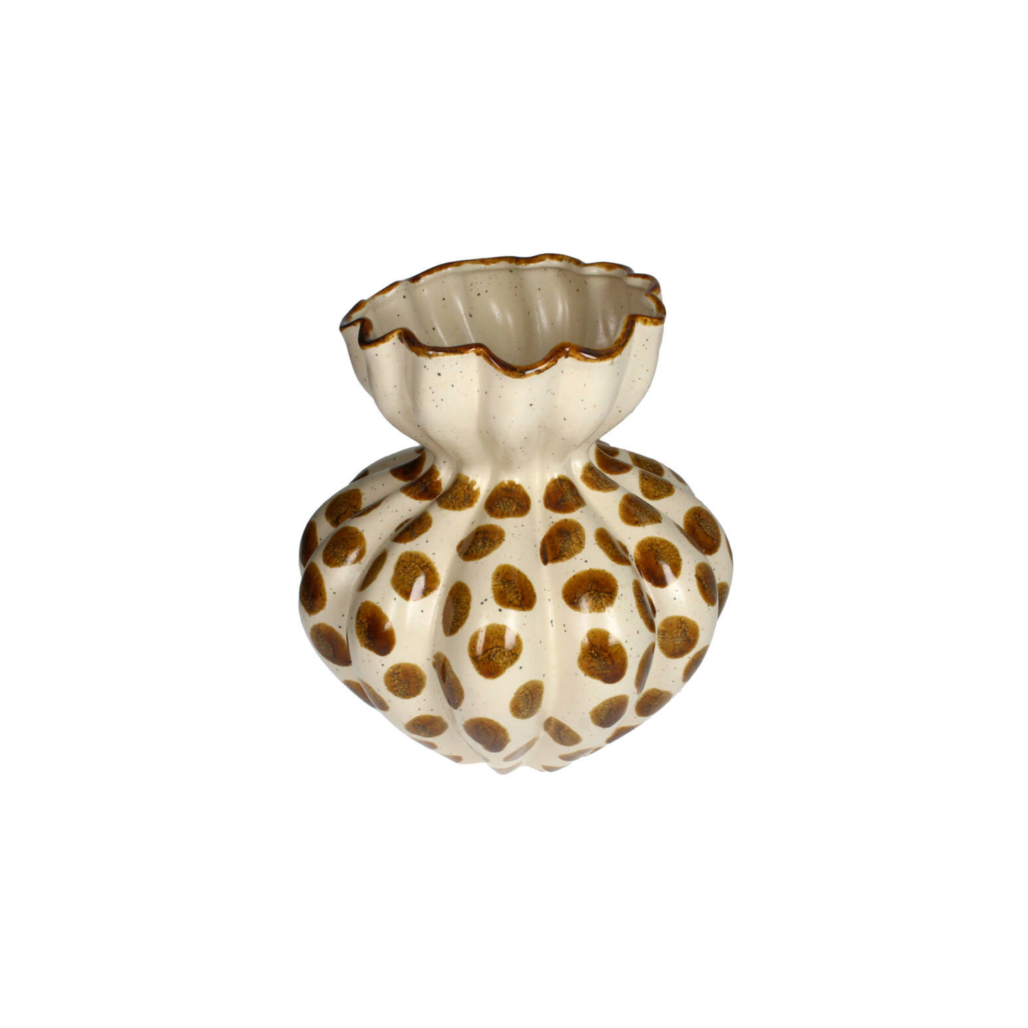 VASE DOTS STONEWARE BROWN