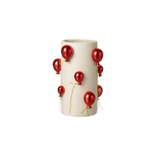 VASE BALLOON WHITE AND RED