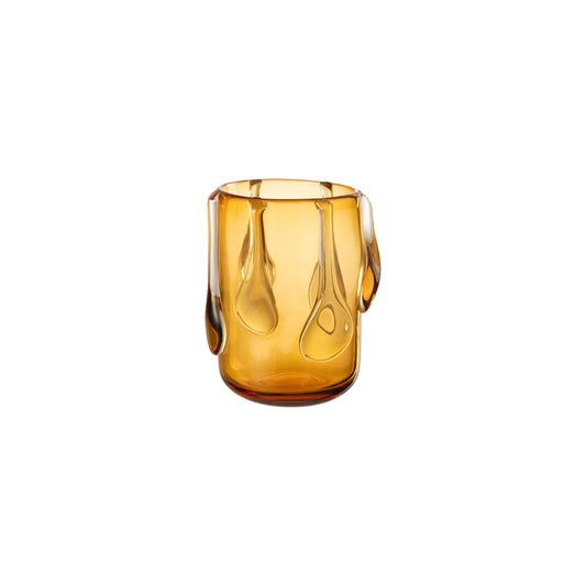 VASE DRIPPY GLASS AMBER