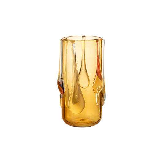 VASE DRIPPY GLASS AMBER