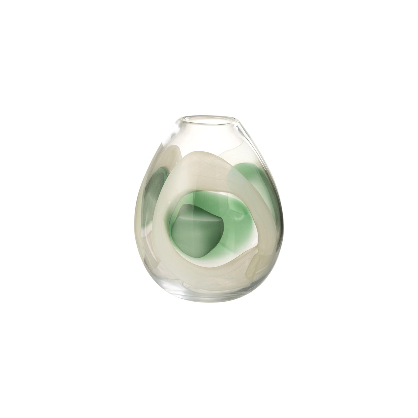VASE LIVY GLASS GREEN AND WHITE