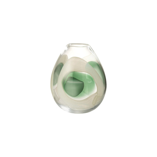 VASE LIVY GLASS GREEN AND WHITE