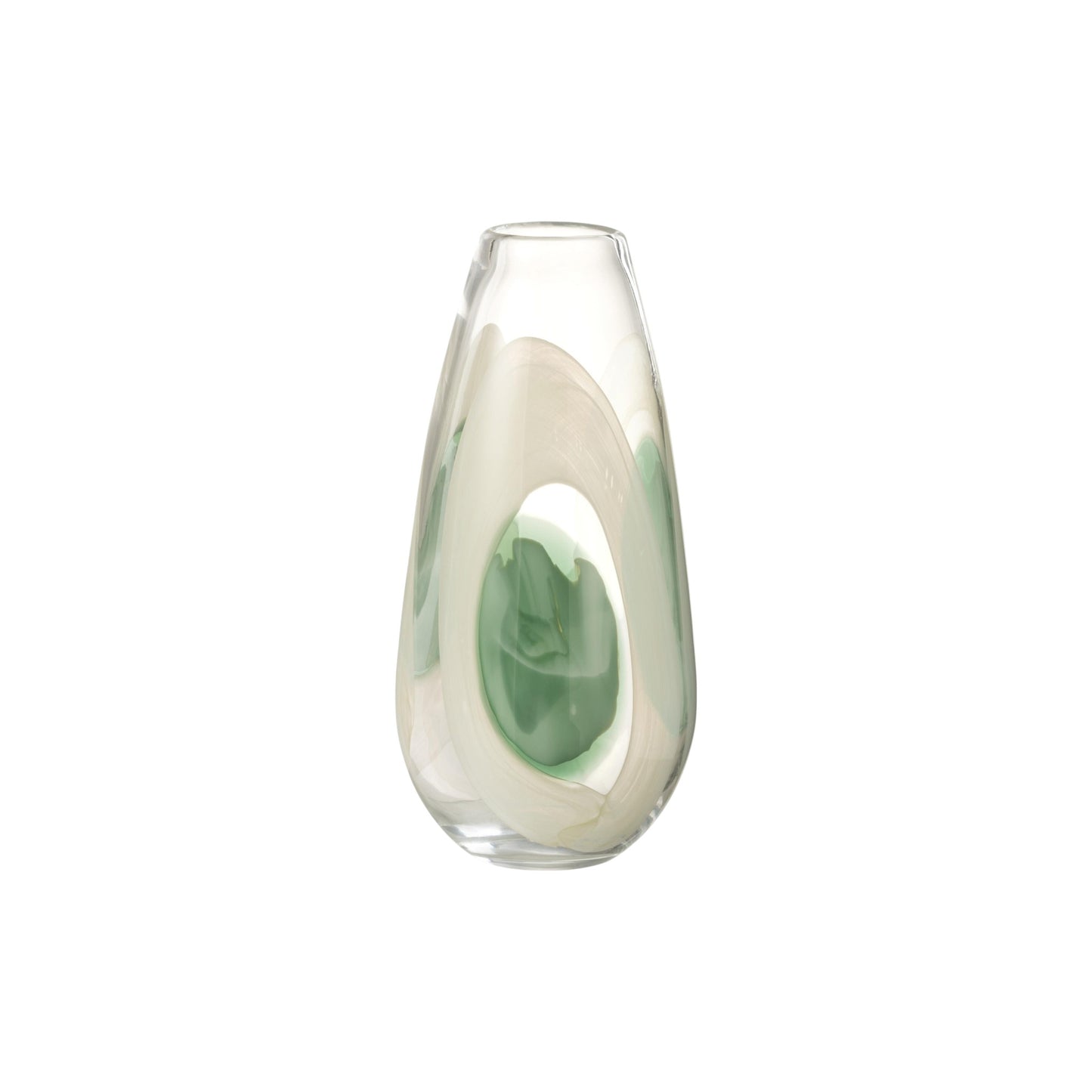 VASE LIVY GLASS GREEN AND WHITE
