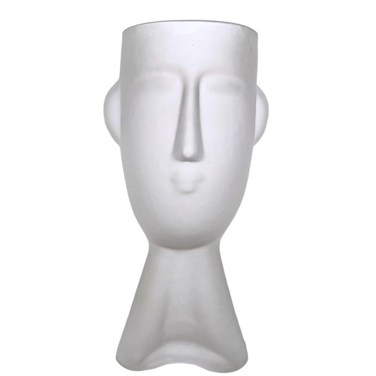 VINTAGE FROSTED FACE GLASS VASE