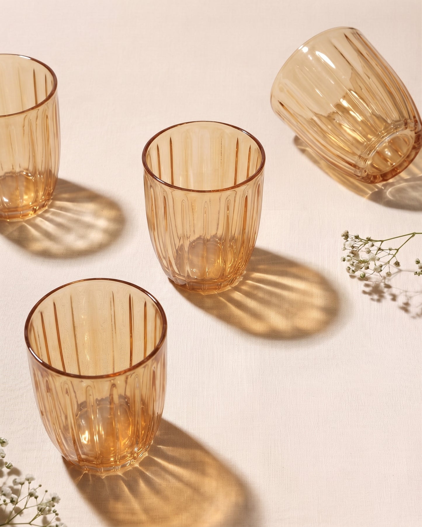 WATER GLASS STRIPED AMBER
