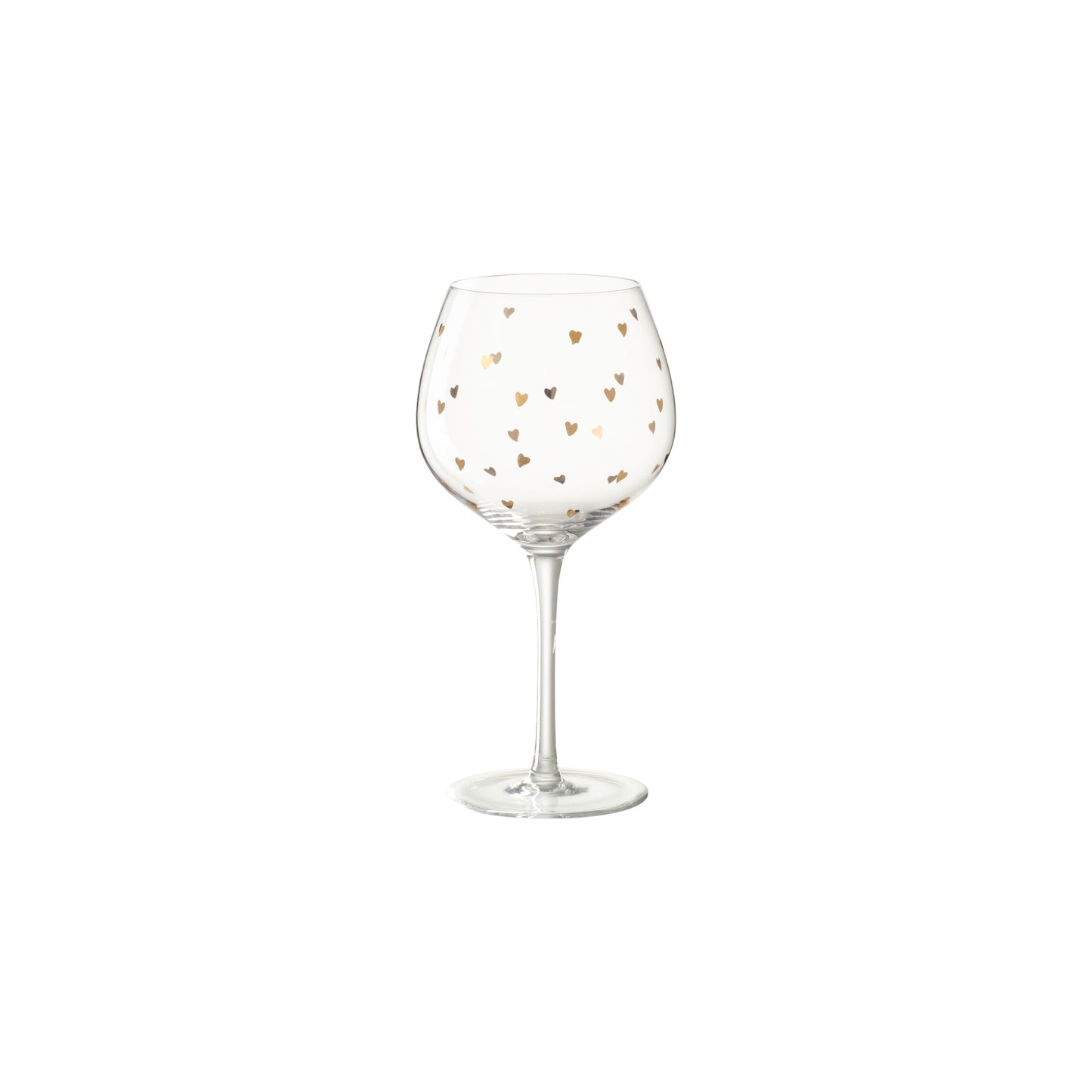 WINE GLASS HEART TRANSPARENT GOLD
