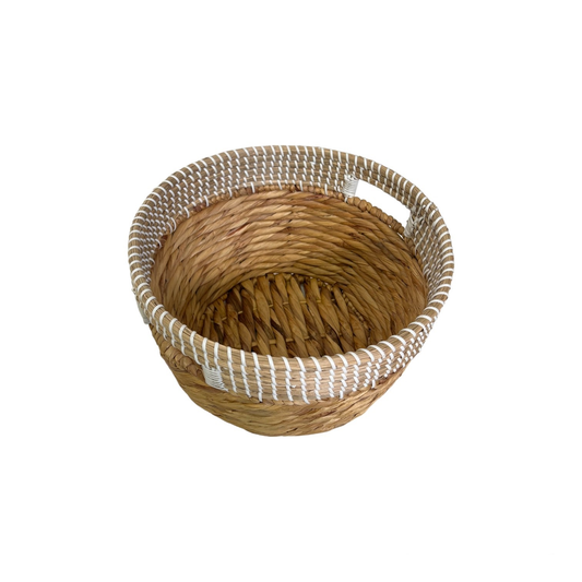 ROUND BASKET WATER HYACINTH WITH CUTOUT HANDLES